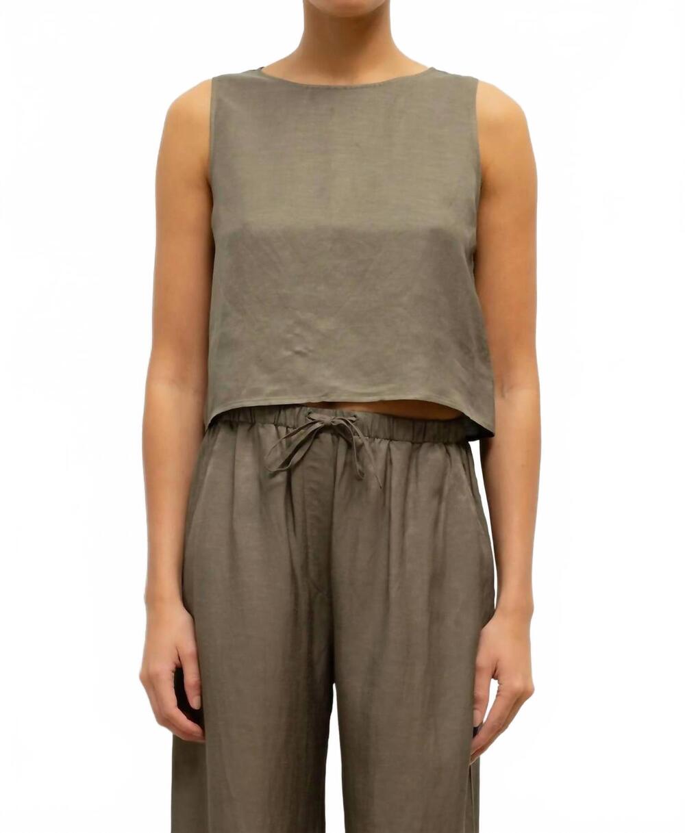 NEW LESET daniel crop sleeveless crew top in cypress
